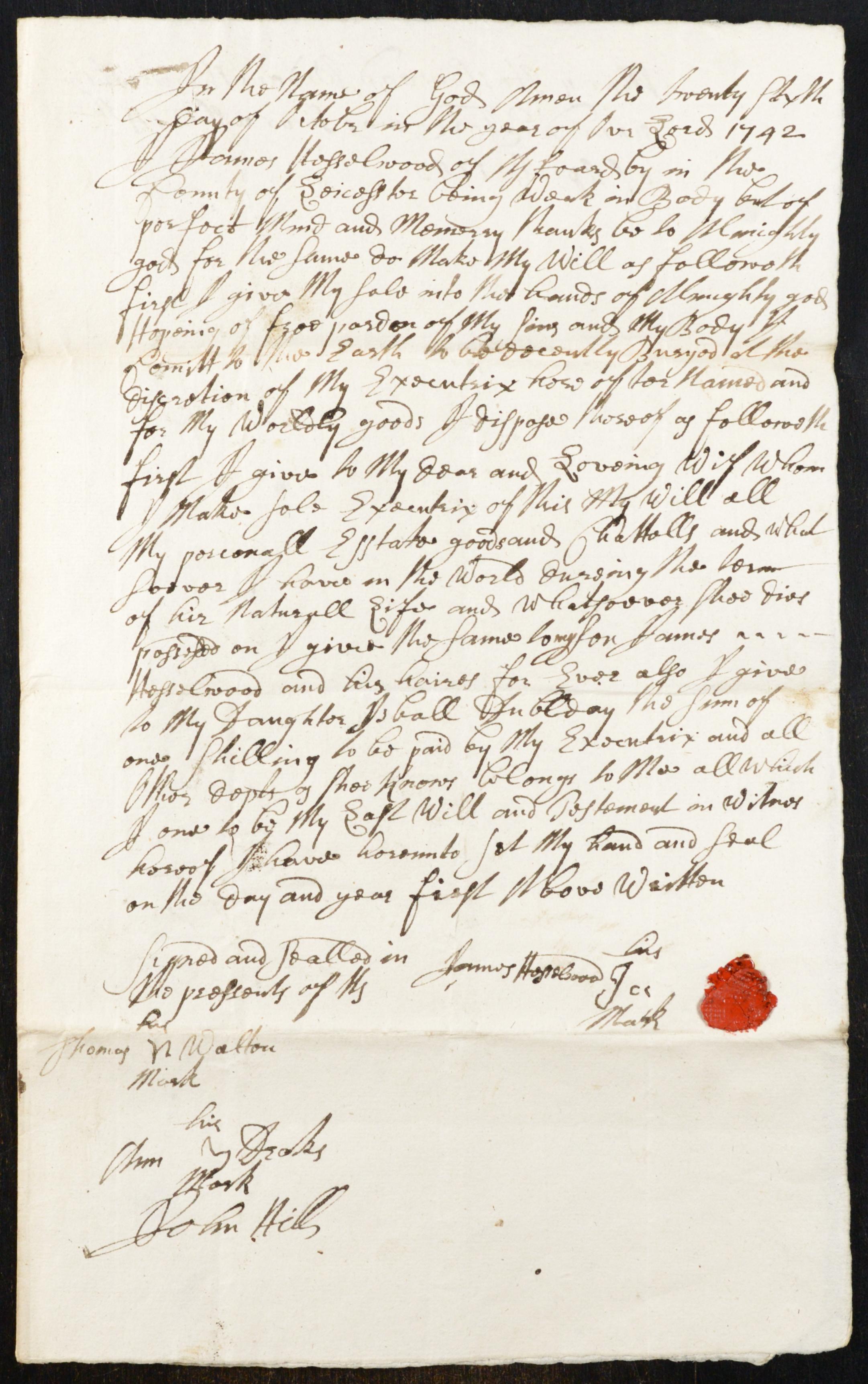James' will of 1742